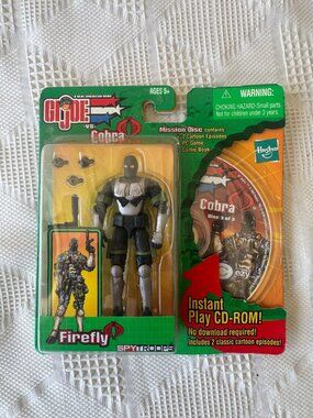 G I Joe Vs Cobra Firefly Spy Troops Action Figure and CD ROM Hasbro 2003 NEW